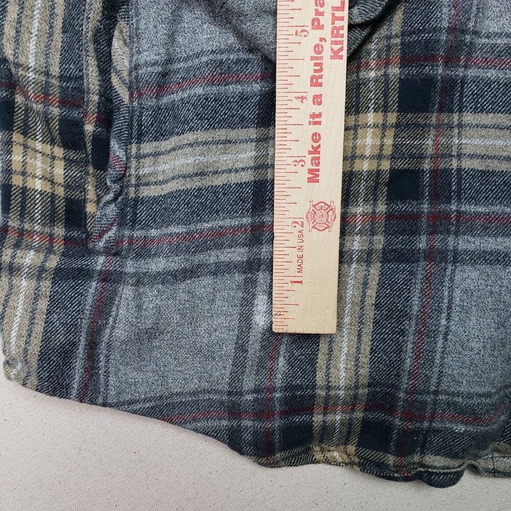 Empyre Men's Lined Flannel Full Zip Sherpa Hoodie Shacket Blue/Gray Plaid Sz M - Picture 6 of 6